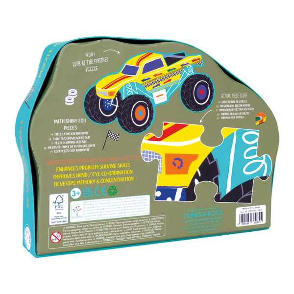 Rompecabezas Infantil MONSTER TRUCK 20 Piezas – Floss and Rock