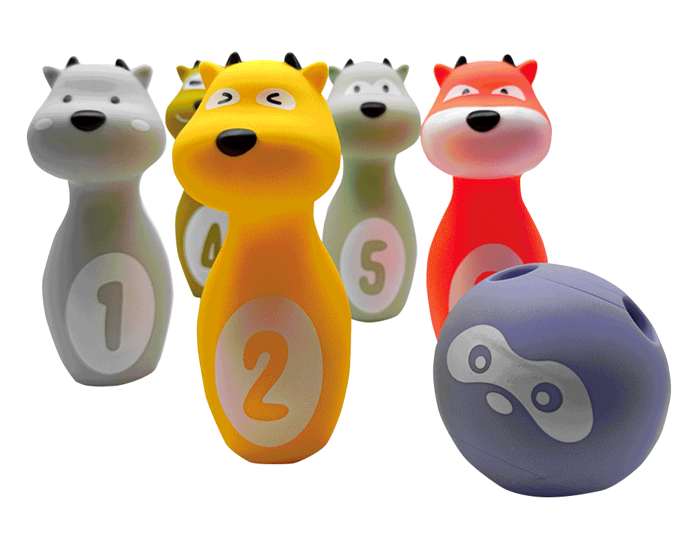 Boliche de Animalitos C/5 Pinos de Plástico Suave