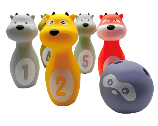 Boliche de Animalitos C/5 Pinos de Plástico Suave