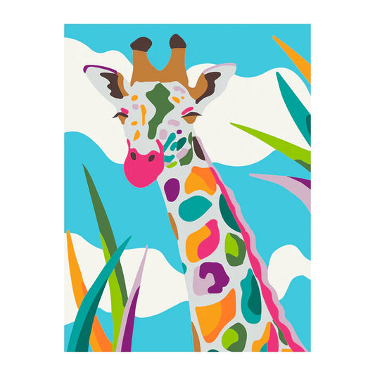 Pinta por número - Jirafa de colores 30 x 40 cm